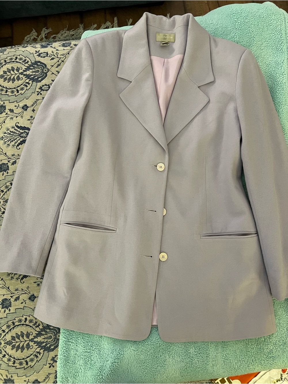 vintage Nordstrom light lavender-gray structured, tailored fit blazer sz Large